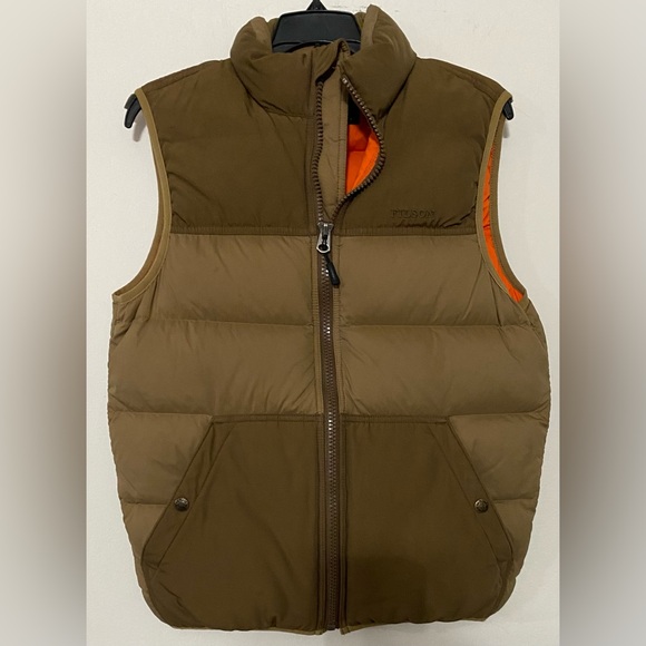 C. C. Filson Men's Goose Down Brown Vest - Picture 1 of 9